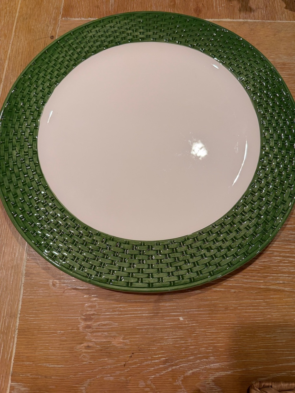 Tiffany & Co. Green Basket Weave Serving Platter Rim 16 inches